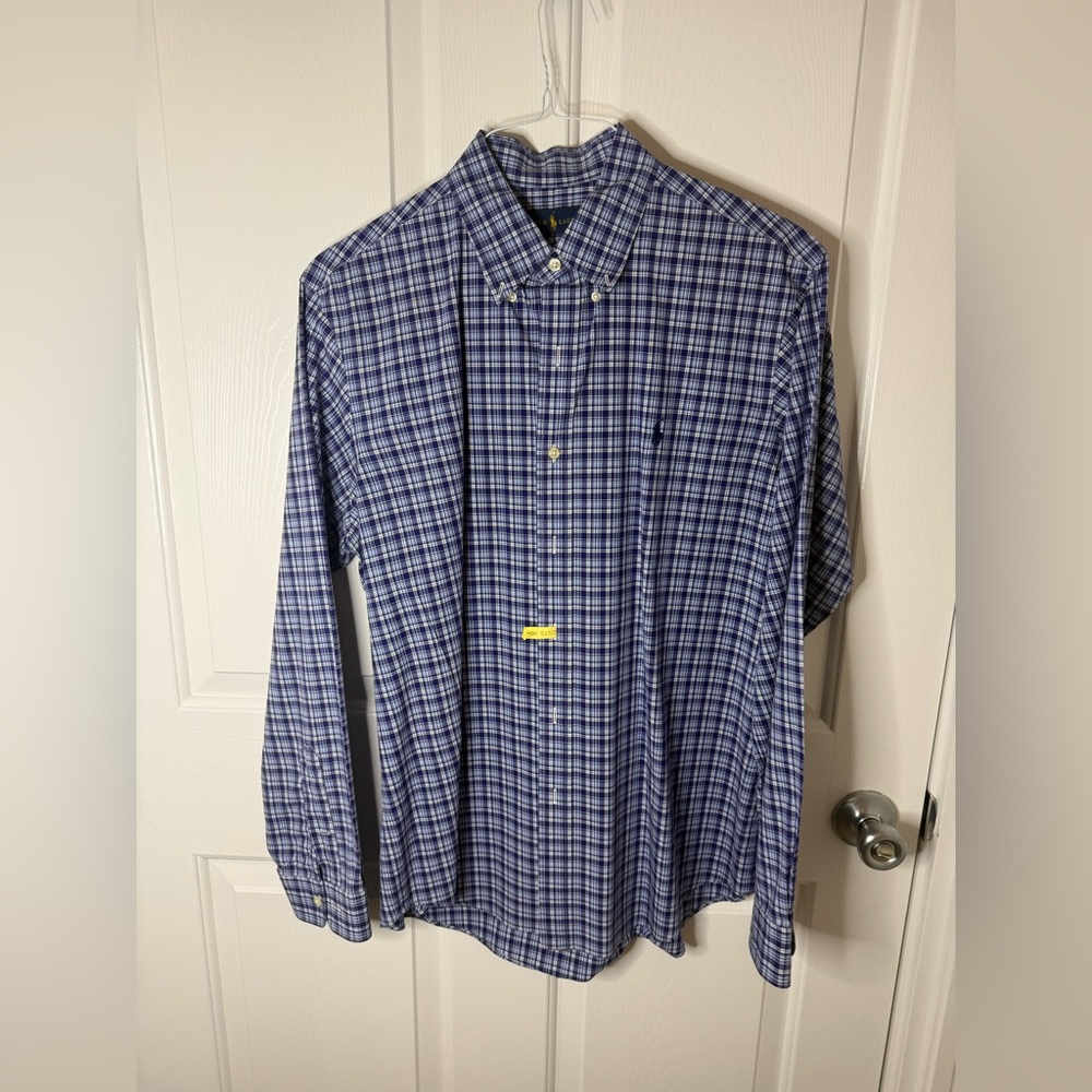 Ralph Lauren navy/white plaid dress shirt Size Large